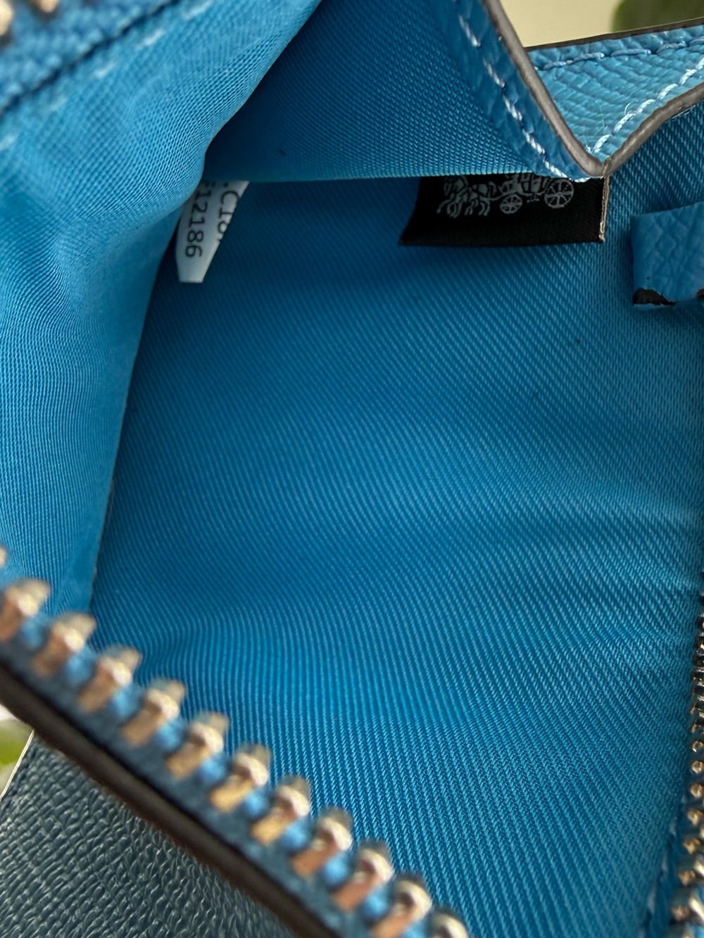 Coach Turquoise Saffiano Leather Zip Card Holder - Picture 4 of 5